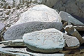  Ladakh - Lamayuru gompa, mani walls with graved stones  